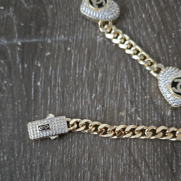 14k Gold Plated Heart Necklace and Bracelet Set - Picture 3 of 5